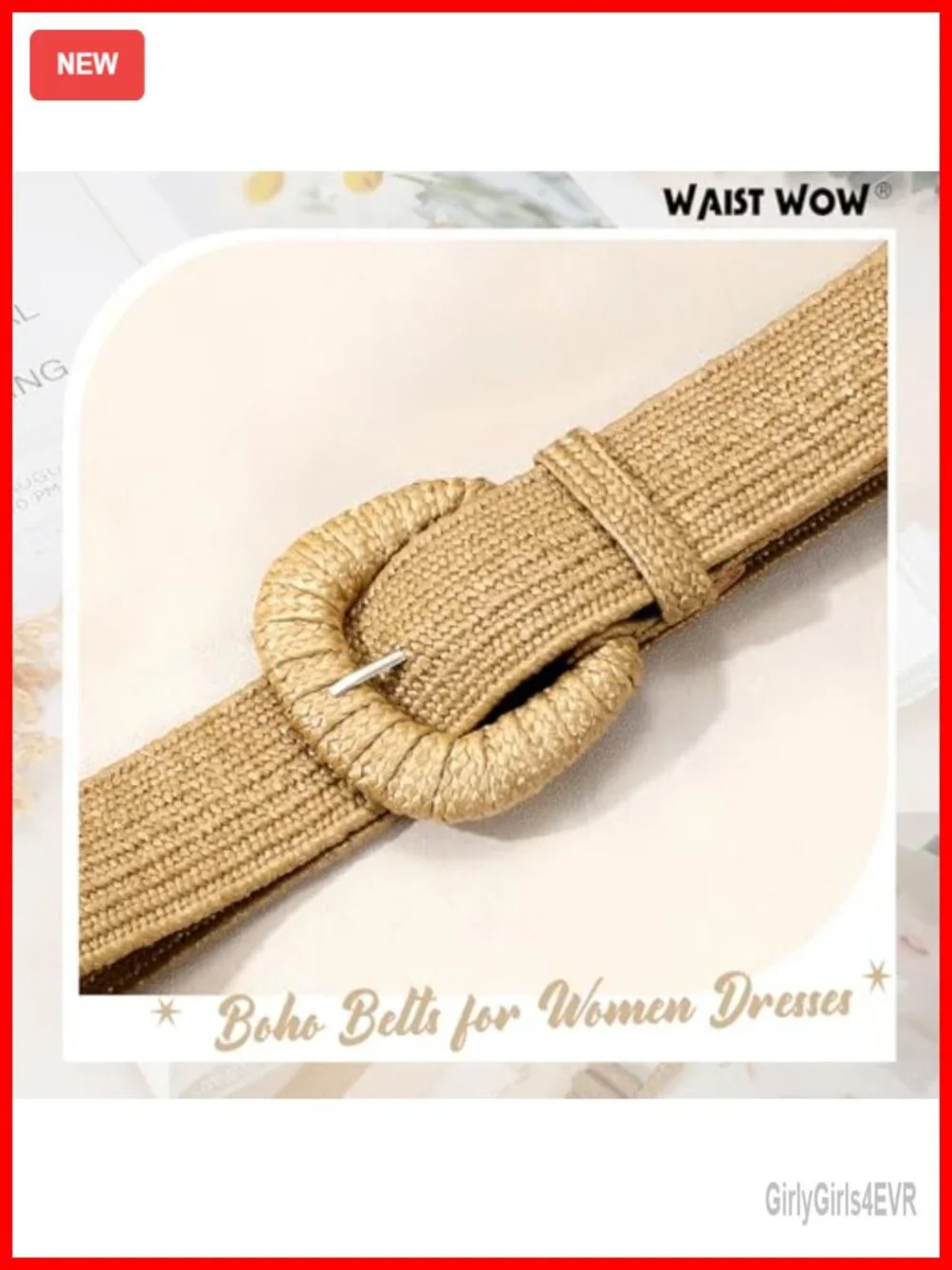 Straw Woven Elastic Belt Women Boho Stretchy Rattan Waist Belt for Dress